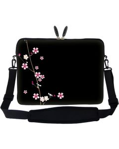 Meffort Inc 17 17.3 inch Neoprene Laptop Sleeve Bag Carrying Case with Hidden Handle and Adjustable Shoulder Strap - Plum Blossom