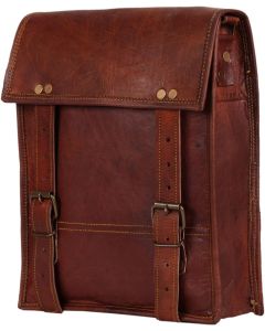 AOL 13 Inch Leather Vintage Crossbody Messenger Briefcase Laptop Carry IPad Satchel Bag