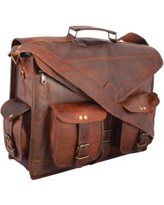 Cuero Handmade Vintage Unisex Leather Laptop Messenger Crossbody Bag Office Briefcase Travel Shoulder Bag College Bag For Men and Women (Vintage Brown)