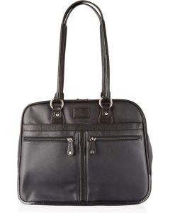 Mobile Edge Verona Laptop Tote, Black, 16 Inch, Vegan-Leather Exterior, Padded Poly-Fur Lined Laptop and Tablet Pockets, w/Matching Accessory Clutch, for Women, Business, Students MEWVLB